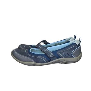 Clarks Privo Womens Sport Mary Janes 6.5M Blue Gray Leather Suede Stitched